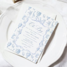 Convite para Chá de fraldas Toile de Jouy Safari O