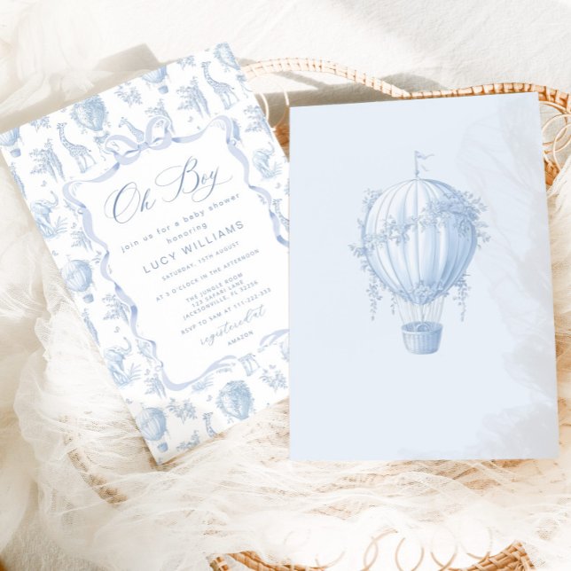 Convite para Chá de fraldas Toile de Jouy Safari O (Criador carregado)