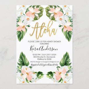 Convite para chá de fraldas tropical para garotas 