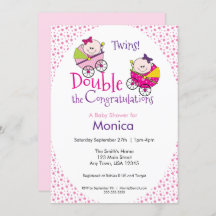 Convite para Chá de fraldas Twin Girl