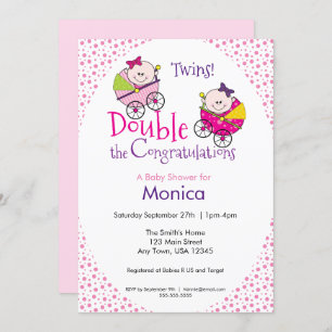 Convite para Chá de fraldas Twin Girl