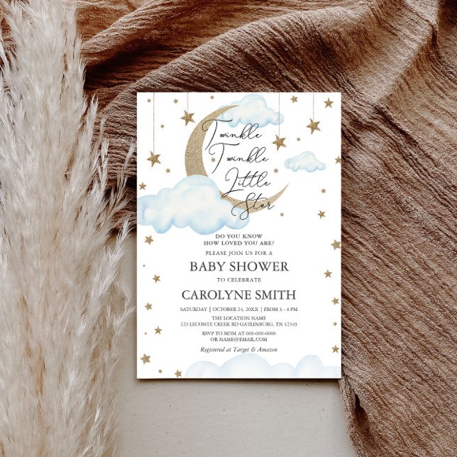 Convite para Chá de fraldas Twinkle Little Star Bo (Criador carregado)
