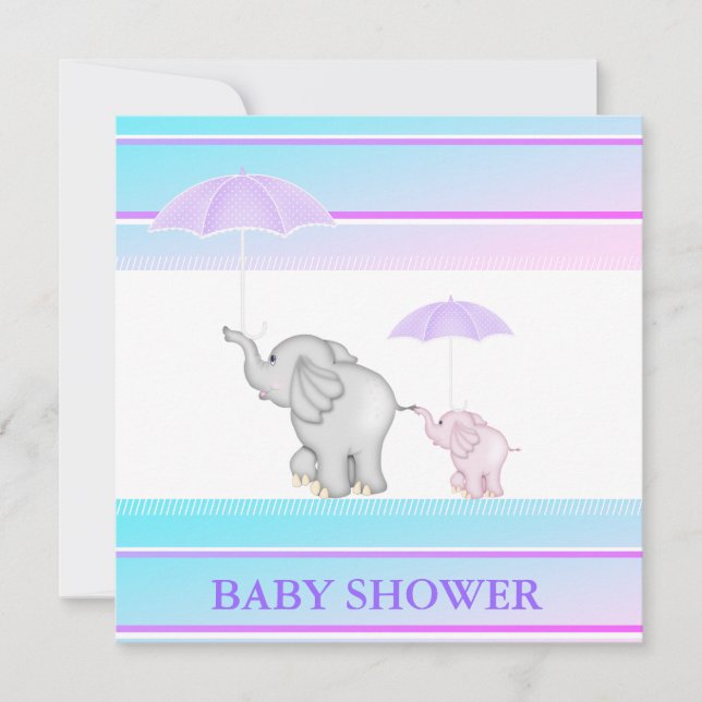 Convite para CHÁ DE FRALDAS UMBRELLA cor-de-rosa a (Frente)