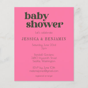 Convite para Chá de fraldas Verde Cor-de-Rosa do G