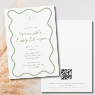 Convite para Chá de fraldas Verde Moderno Sage