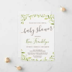 Convite para Chá de fraldas Virtual Greenery