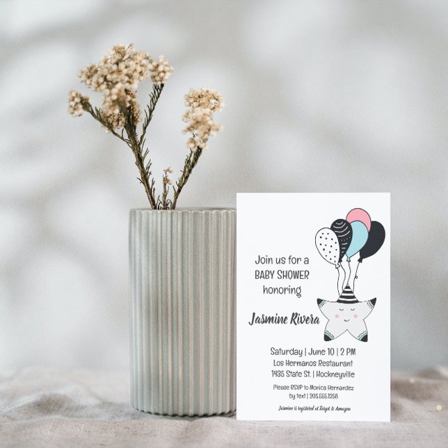 Convite para Chá de fraldas Whimsical Sleepy Star (Criador carregado)