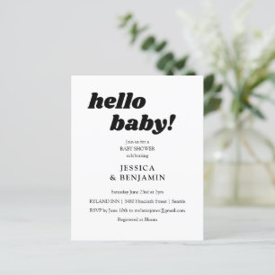 Convite para Chá de fraldas White Hello Branca Mod