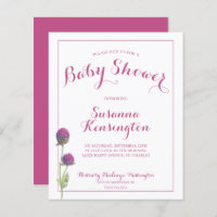 Convite para Chá de Garota-Bebê-Tijolo-Rosa