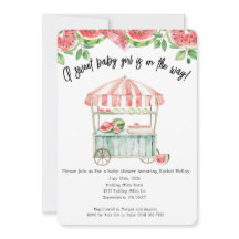 Convite para Chá de Garota de Bebê de Melancia