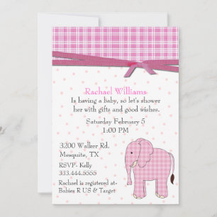 Convite para Chá de Garota Elefante Rosa