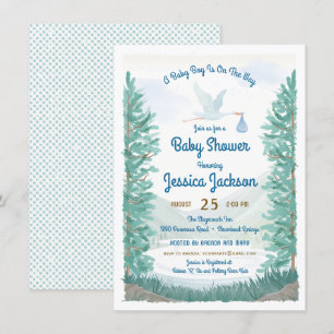 Convite para Chá de Journey Baby Boy de Stork