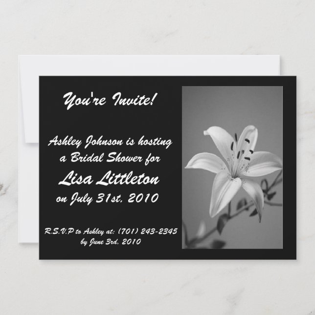 Convite para Chá de Lily Preta e Branca (Frente)