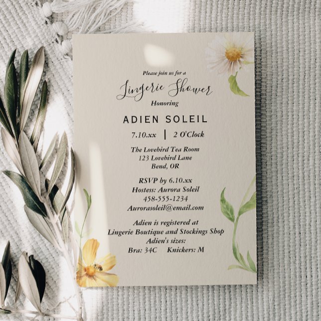 Convite para Chá de Lingerie Daisy Elegante (Criador carregado)