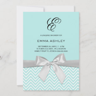 Convite para Chá de Lingerie de Cevron Azul Aqua