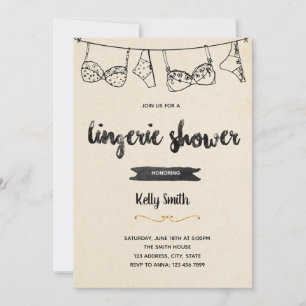 Convite para chá de lingerie rústico