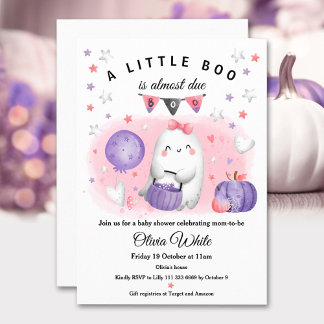 Convite para Chá de Menina Boo do Halloween