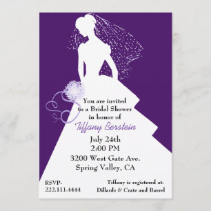 Convite para Chá de Na moda de roxo e branco