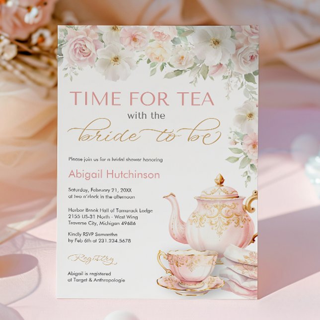 Convite para Chá de Noiva (Tea Party Bridal Shower Invitation
)