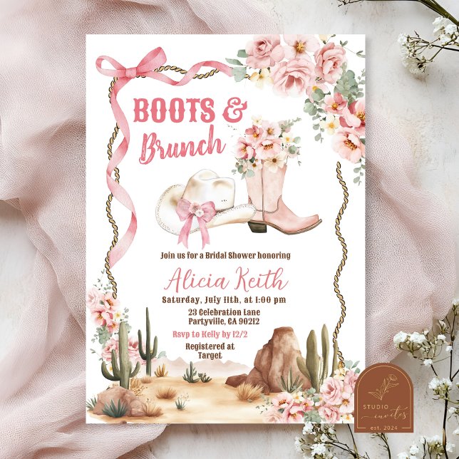 Convite para Chá de Noiva Botas e Brunch (Criador carregado)