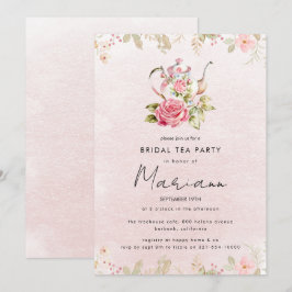 Convite para Chá de Noiva com Bule de Chá Floral