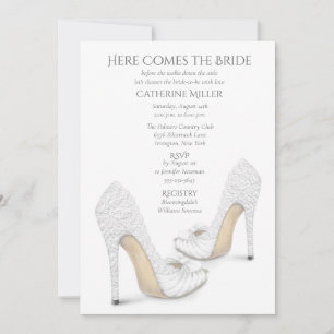 Convite para Chá de Noiva com Sapatos de Renda