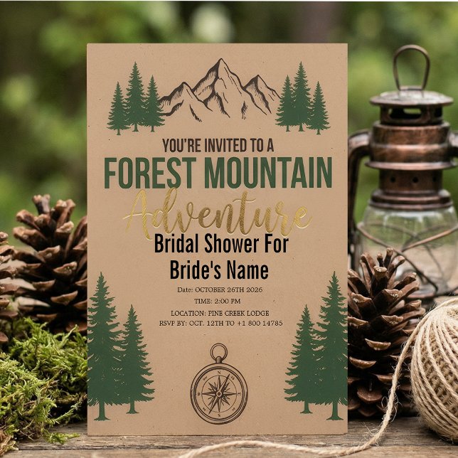 Convite para Chá de Noiva Forest Mountain Adventur (Criador carregado)