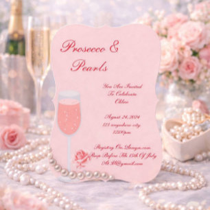 CONVITE PARA CHÁ DE NOIVA PÉROLAS & PROSECCO ROSA