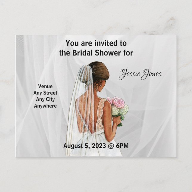 Convite para chá de noiva. Texto e imagem editávei (Frente)