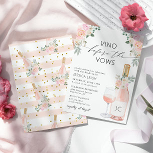 Convite para Chá de Noiva Vino Before Vows Rose