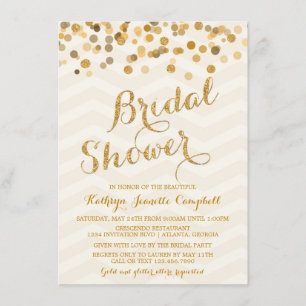 Convite para Chá de panela Confetti Dourado Glitt