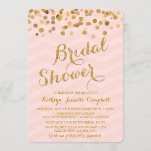 Convite para Chá de panela Confetti Dourado Glitt