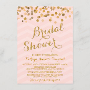 Convite para Chá de panela Confetti Dourado Glitt