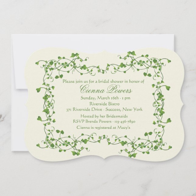 Convite para Chá de Panela da Noiva Ivy Frame (Frente)