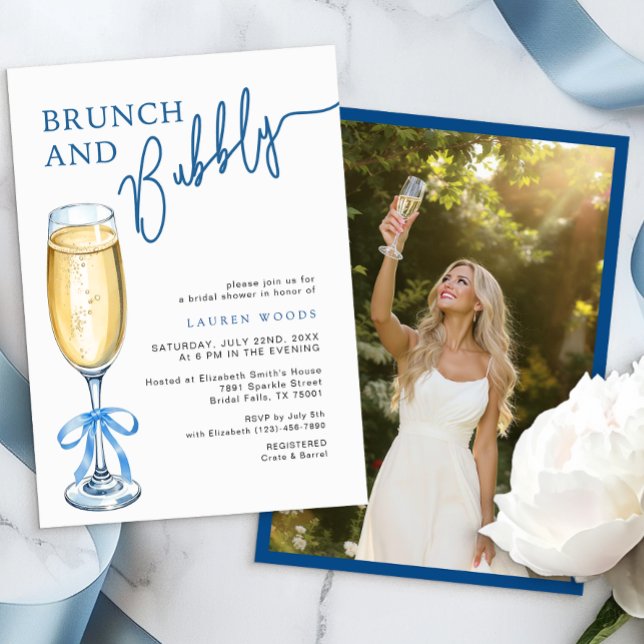 Convite para Chá de panela de Brunch e Azul de Bub (Bridal Shower Invite)