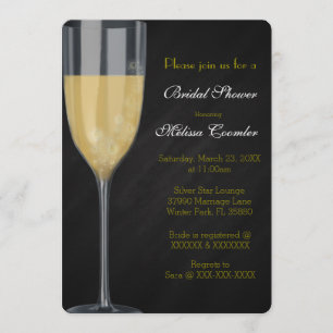Convite para Chá de panela de Champagne Elegante C