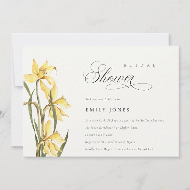 Convite para Chá de panela de Daffodil Amarelo Ele (Frente)