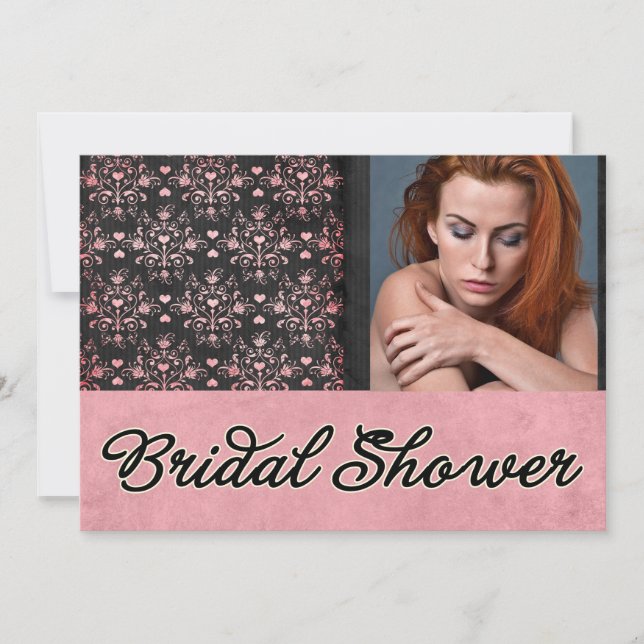 Convite para Chá de panela de Damask Personalizado (Frente)