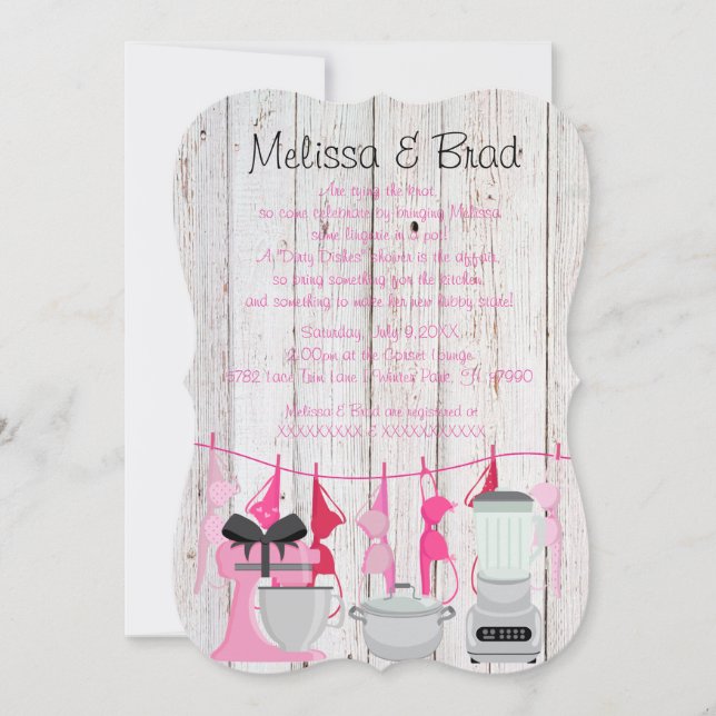 Convite para Chá de panela de Lingerie de cozinha  (Frente)