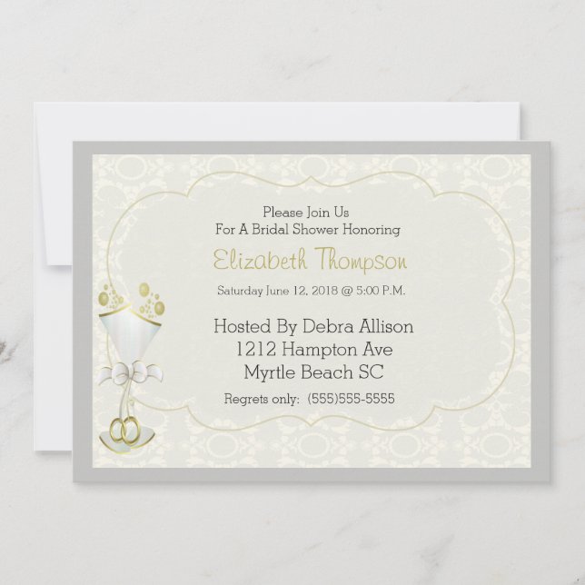 Convite para Chá de panela de Vidro Estampado Dama (Frente)