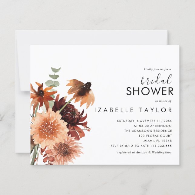 Convite para Chá de panela do Terracotta de outono (Frente)