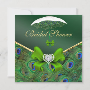 Convite para Chá de panela Emerald Green Peacock