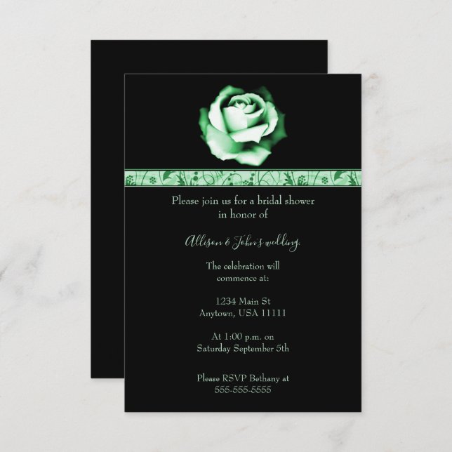 Convite para Chá de panela Emerald Rosa (Frente/Verso)