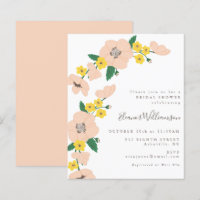 Convite para Chá de panela Floral Amarelo-Rosa de