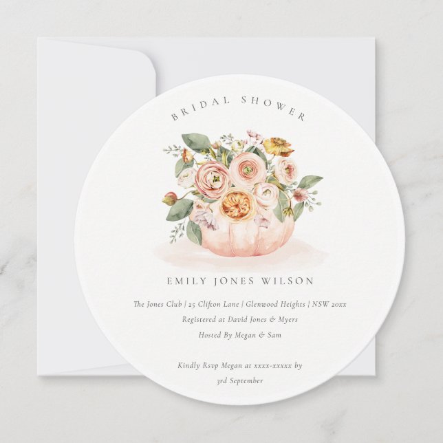 Convite para Chá de panela Floral Blush White Pump (Frente)