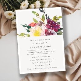 Convite para Chá de panela Floral de Blush Amarelo