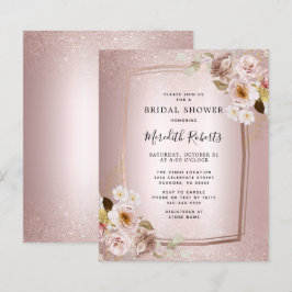 Convite para Chá de panela Floral de Blush Dourado