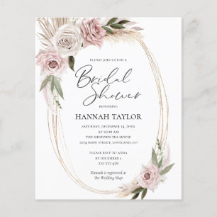 Convite para Chá de panela Floral de Boho de Orçam
