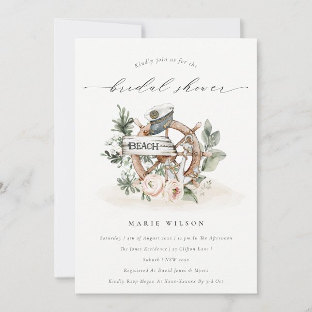 Convite para Chá de panela Floral de Roda Ancorant (Frente)