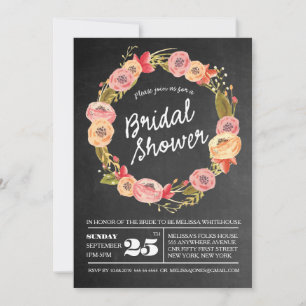 Convite para Chá de panela Floral de Wreath Chalk